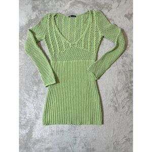 Women’s Zara Cable Knit Above Knee Mini Dress Green Size Small